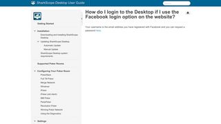 How do I login to the Desktop if I use the Facebook login option on the ...