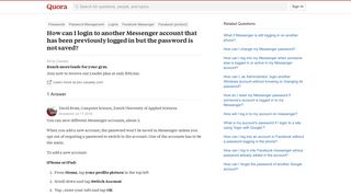 How to login to another Messenger account that has been previously ...