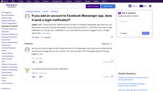 If you add an account to Facebook Messenger app, does it send a ...