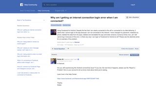 Why am I getting an internet connection login error when I ... - Facebook
