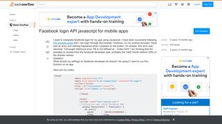 Facebook login API javascript for mobile apps - Stack Overflow