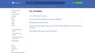 Fix a Problem | Facebook Help Center | Facebook