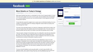 More Details on Today's Outage | Facebook