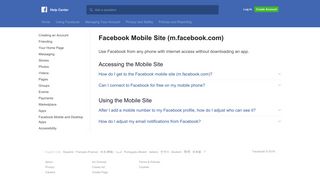 Facebook Mobile Site (m.facebook.com) | Facebook Help Center ...