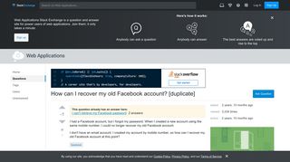 How can I recover my old Facebook account? - Web Applications ...