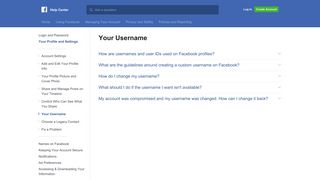 Your Username | Facebook Help Center | Facebook