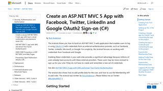 Create an ASP.NET MVC 5 App with Facebook and ... - Microsoft Docs