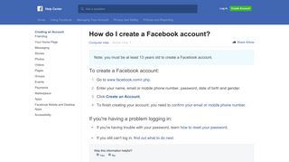 How do I create a Facebook account? | Facebook Help Center ...