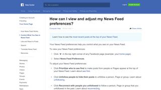 How can I view and adjust my News Feed preferences? | Facebook ...