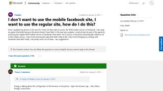 I don't want to use the mobile facebook site, I want to use the ...