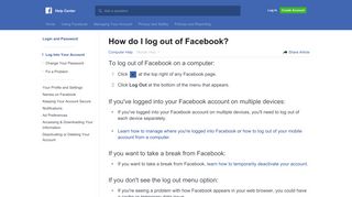 How do I log out of Facebook? | Facebook Help Center | Facebook