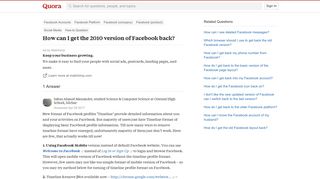 How to get the 2010 version of Facebook back - Quora