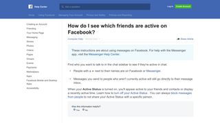 How do I see which friends are active on Facebook? | Facebook Help ...