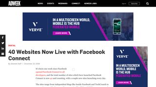 40 Websites Now Live with Facebook Connect – Adweek