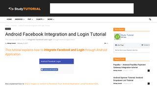 Android Facebook Integration and Login Tutorial | Study Tutorial