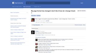 My page format has changed I don't like it how do I change ... - Facebook