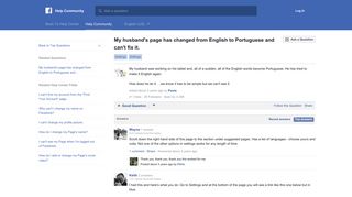 My husband's page has changed from English to ... - Facebook