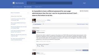 Is it possible to have a different password for your page ... - Facebook