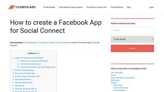 How to create a Facebook App for Social Connect - Cozmoslabs