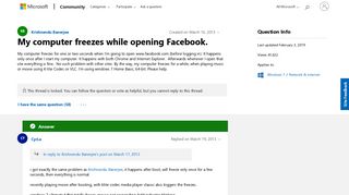 My computer freezes while opening Facebook. - Microsoft Community