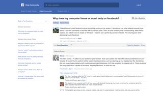 Why does my computer freeze or crash only on facebook? | Facebook ...