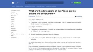 What are the dimensions of my Page's profile picture and ... - Facebook