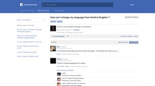 How can I change my language from Hindi to English ? | Facebook ...