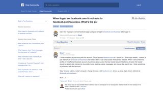 When loged on facebook.com it redirects to facebook.com/business ...