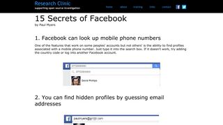 Facebook secrets - by Paul Myers - Research Clinic