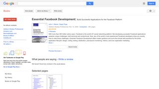 Essential Facebook Development: Build Successful Applications for ...