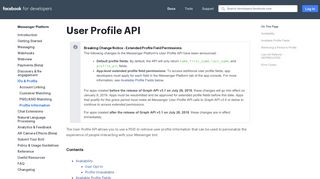 User Profile API - Facebook for Developers