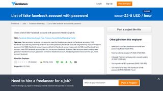 List of fake facebook account with password | Facebook Marketing ...