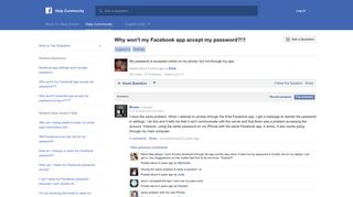 Why won't my Facebook app accept my password?!? | Facebook Help ...