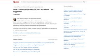 How to see my Facebook password once I am logged in - Quora