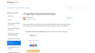 I Forgot My Password/Username – issuu Help Center