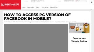 How to Access PC version of FACEBOOK in MOBILE? - RIGHT ya LEFT