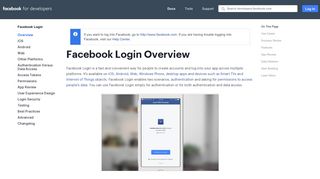 Overview - Facebook Login - Facebook for Developers
