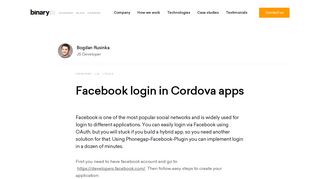 Facebook login in Cordova - Binary Studio