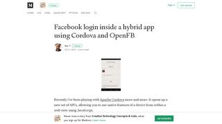 Facebook login inside a hybrid app using Cordova and OpenFB