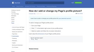 How do I add or change my Page's profile picture? | Facebook Help ...