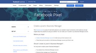 Create a pixel in Business Manager | Facebook Ads Help Center