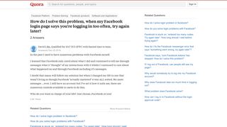 How to solve this problem, when my Facebook login page says you're ...