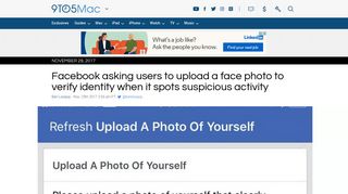 Facebook asking users to upload a face photo to verify identity when it ...
