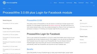 ProcessWire 3.0.69 plus Login for Facebook module