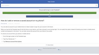 How do I add or remove a saved account on my phone? - Facebook
