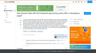 How should I deal with the Facebook app privacy policy URL in ...