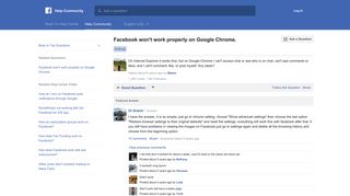Facebook won't work properly on Google Chrome. | Facebook Help ...
