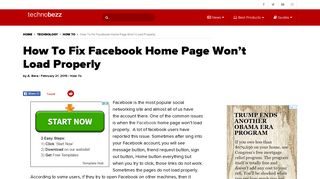 How To Fix Facebook Home Page Won't Load Properly | Technobezz