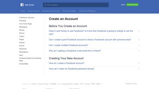 Create an Account | Facebook Help Center | Facebook