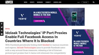 Idcloak Technologies' IP Port Proxies Enable Full Facebook Access In ...